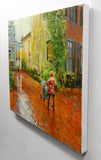 Original art for sale at UGallery.com | Rainy Stroll Homecoming by Onelio Marrero | $1,225 | oil painting | 20' h x 24' w | thumbnail 2