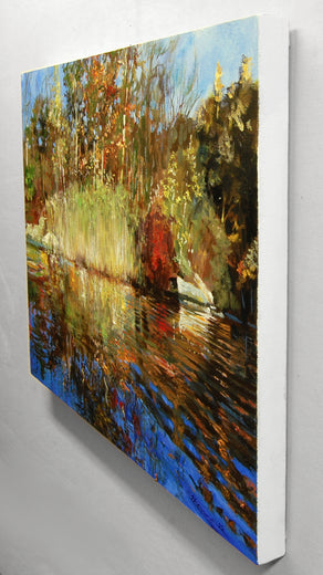 Reeds and Reflections by Onelio Marrero |  Side View of Artwork 
