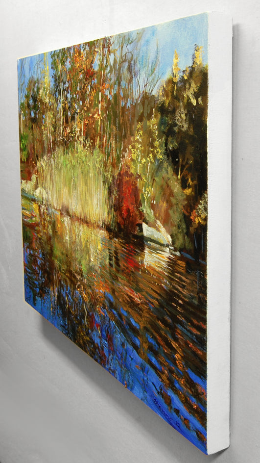 Reeds and Reflections by Onelio Marrero |  Side View of Artwork 