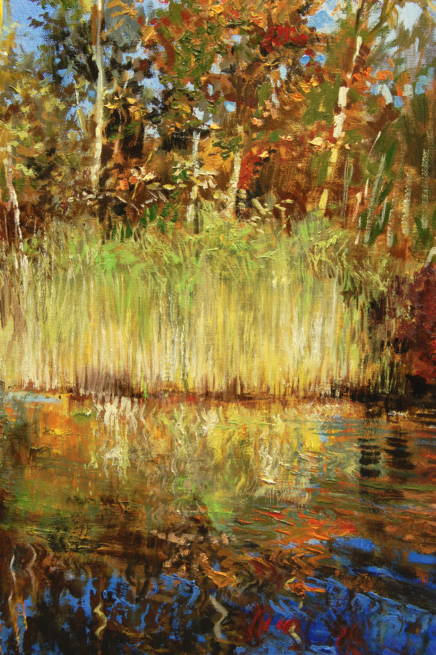 Reeds and Reflections by Onelio Marrero |  Closeup View of Artwork 