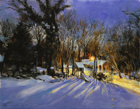 Original art for sale at UGallery.com | Struck Brightly by the Winter by Onelio Marrero | $600 | oil painting | 11' h x 14' w | thumbnail 1