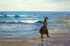 Original art for sale at UGallery.com | Sullen Walk by Onelio Marrero | $2,075 | oil painting | 24' h x 36' w