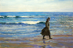 Original art for sale at UGallery.com | Sullen Walk by Onelio Marrero | $2,075 | oil painting | 24' h x 36' w | thumbnail 1