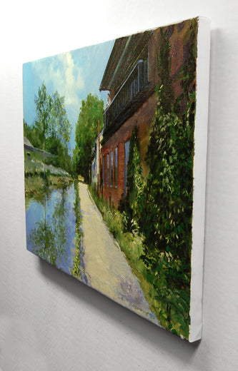 The Canal At Lambertville by Onelio Marrero |  Side View of Artwork 
