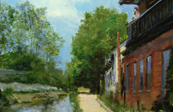 Original art for sale at UGallery.com | The Canal At Lambertville by Onelio Marrero | $1,150 | oil painting | 18' h x 24' w | thumbnail 4