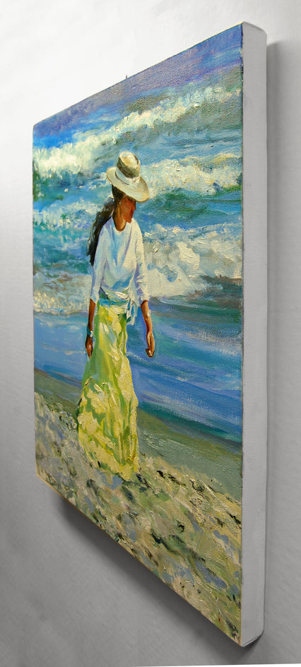 The Yellow Dress by Onelio Marrero |  Side View of Artwork 