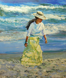 Original art for sale at UGallery.com | The Yellow Dress by Onelio Marrero | $1,225 | oil painting | 24' h x 20' w | thumbnail 1