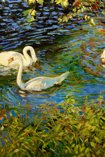 Tranquil Feeders by Onelio Marrero |   Closeup View of Artwork 