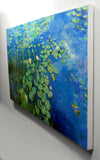 Original art for sale at UGallery.com | Water Lilies and Reeds, Hepner Pond by Onelio Marrero | $2,575 | oil painting | 26' h x 46' w | thumbnail 2