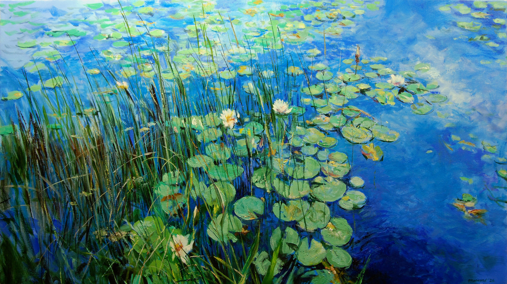 Water Lilies and Reeds, Hepner Pond by Onelio Marrero |  Artwork Main Image 