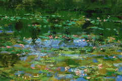 Original art for sale at UGallery.com | Water Lilies Heat of Day by Onelio Marrero | $550 | oil painting | 8' h x 10' w | thumbnail 4
