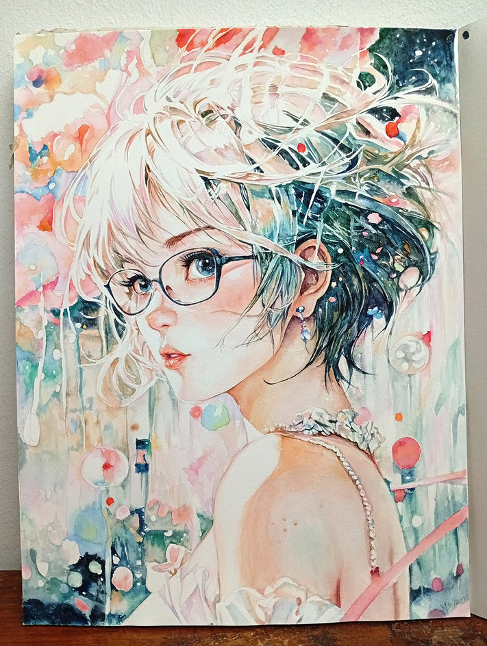 Pastel Glimpse by Pang Saw Wee |  Side View of Artwork 