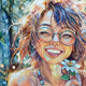 Original art for sale at UGallery.com | The Radiant Smile by Pang Saw Wee | $800 | watercolor painting | 16.14' h x 12.2' w | thumbnail 4