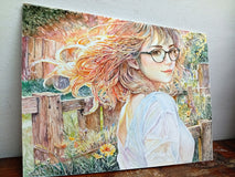 Original art for sale at UGallery.com | Luminous Curl by Pang Saw Wee | $800 | watercolor painting | 12.2' h x 16.14' w | thumbnail 3