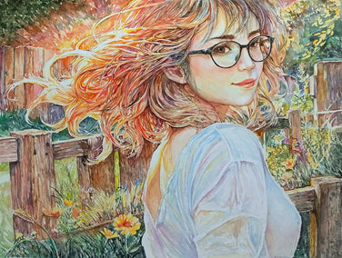 watercolor painting by Pang Saw Wee titled Luminous Curl