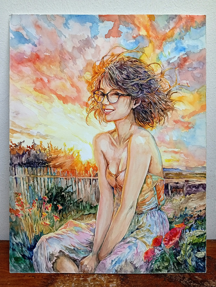 One Breezy Evening by Pang Saw Wee |  Side View of Artwork 