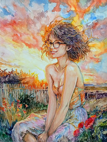 watercolor painting by Pang Saw Wee titled One Breezy Evening