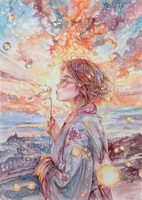 watercolor painting by Pang Saw Wee titled Bubbly Dusk