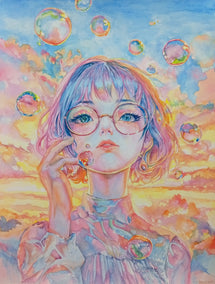 watercolor painting by Pang Saw Wee titled The Bubbles