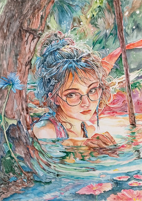 Original art for sale at UGallery.com | Mystical Immersion by Pang Saw Wee | $650 | watercolor painting | 16.5' h x 11.7' w