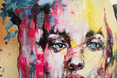 Original art for sale at UGallery.com | Negli Occhi il Cielo by Paola Ruggiero | $5,400 | acrylic painting | 39' h x 39' w | thumbnail 3