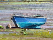 Original art for sale at UGallery.com | Barque Bleue by Pascal Giroud | $600 | oil painting | 16.1' h x 10.7' w | thumbnail 4