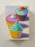 Original art for sale at UGallery.com | Cupcake Trio by Pat Doherty | $225 | oil painting | 7' h x 5' w | thumbnail 3
