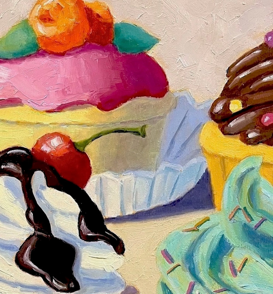 Four Cupcakes by Pat Doherty |  Closeup View of Artwork 