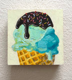 Original art for sale at UGallery.com | Ice Cream Cone by Pat Doherty | $225 | oil painting | 6' h x 6' w | thumbnail 3