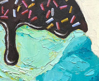 Original art for sale at UGallery.com | Ice Cream Cone by Pat Doherty | $225 | oil painting | 6' h x 6' w | thumbnail 4