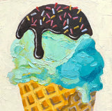 Original art for sale at UGallery.com | Ice Cream Cone by Pat Doherty | $225 | oil painting | 6' h x 6' w | thumbnail 1