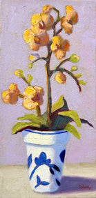 oil painting by Pat Doherty titled Peach Orchid