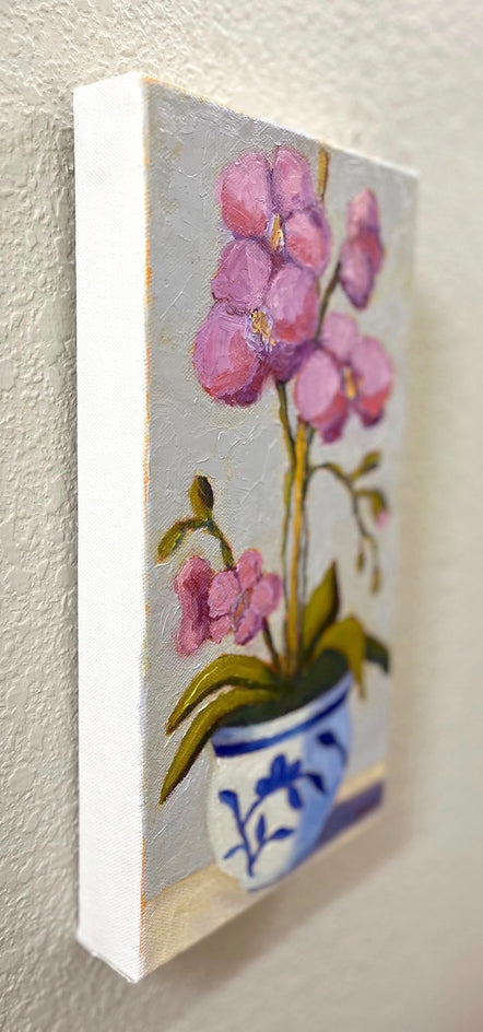 Pink Orchid by Pat Doherty |  Side View of Artwork 