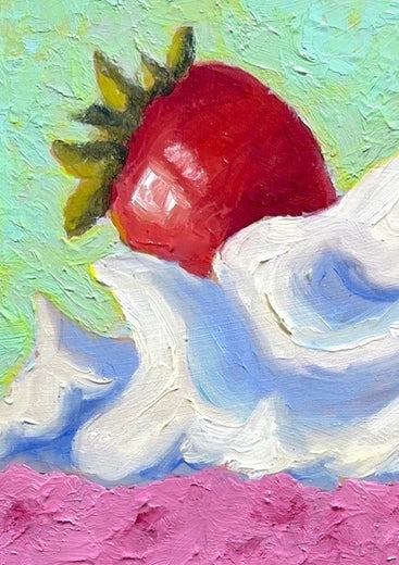Strawberry Mousse Pie by Pat Doherty |   Closeup View of Artwork 