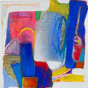 Original art for sale at UGallery.com | Aerial Landscape with Bright Blue by Patrick O'Boyle | $250 | mixed media artwork | 10' h x 10' w