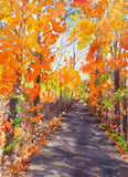 Original art for sale at UGallery.com | Fall Running by Patty Phan | $425 | watercolor painting | 12' h x 9' w | thumbnail 1
