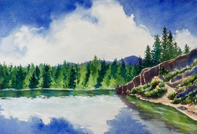Original art for sale at UGallery.com | Lake Erwin by Patty Phan | $575 | watercolor painting | 11.5' h x 16.5' w