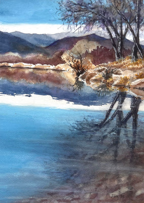 Original art for sale at UGallery.com | Purple Reflections by Patty Phan | $425 | watercolor painting | 12' h x 9' w