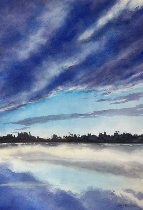 Original art for sale at UGallery.com | Running with Clouds by Patty Phan | $575 | watercolor painting | 16' h x 11' w