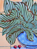 Original art for sale at UGallery.com | Apps on the Patio with Hostas by Peg Belcastro | $1,100 | acrylic painting | 36' h x 24' w | thumbnail 4