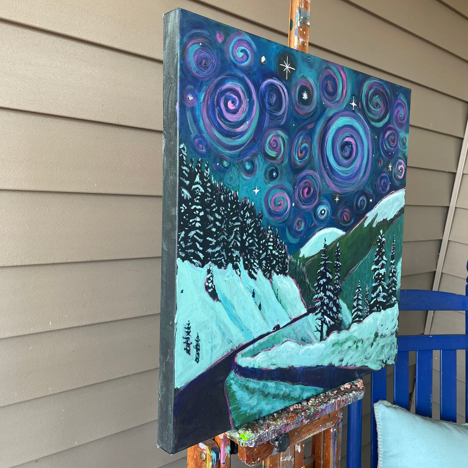 Night Fantasy on the Pass by Phyllis Anderson |  Side View of Artwork 
