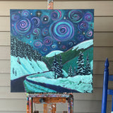 Original art for sale at UGallery.com | Night Fantasy on the Pass by Phyllis Anderson | $700 | acrylic painting | 24' h x 24' w | thumbnail 3