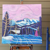Original art for sale at UGallery.com | Parry Peak Pink by Phyllis Anderson | $700 | acrylic painting | 24' h x 24' w | thumbnail 3