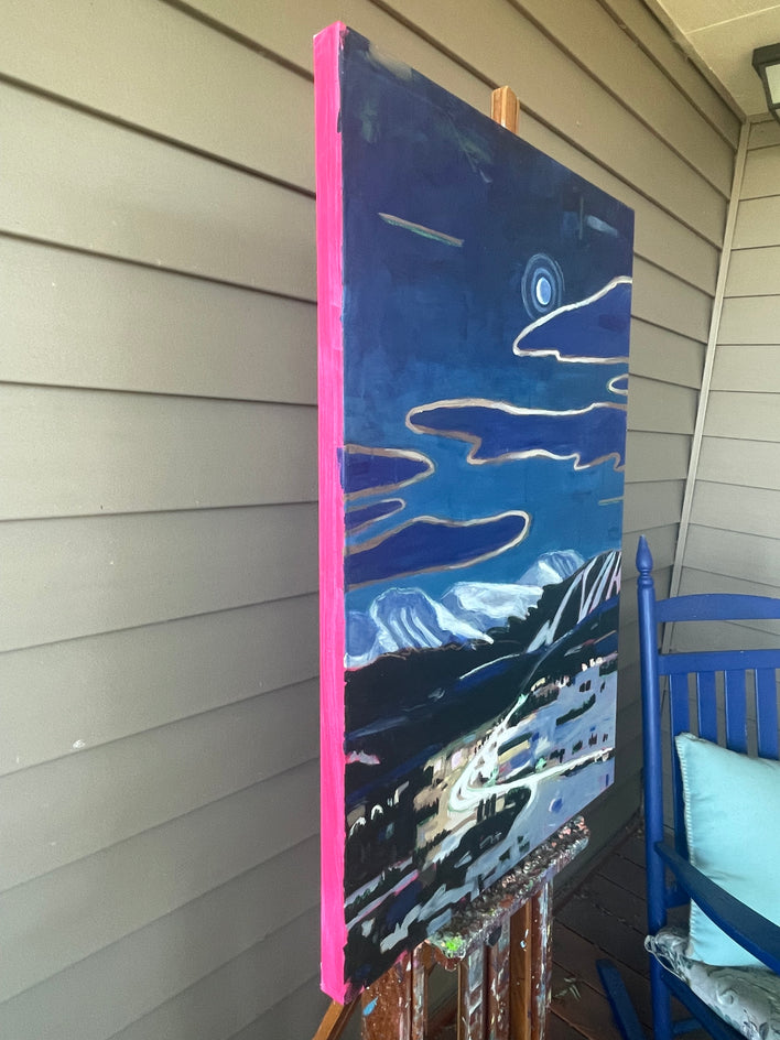 Winter Park Nocturne by Phyllis Anderson |  Side View of Artwork 