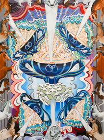 oil painting by Rachel Srinivasan titled Five of Cups