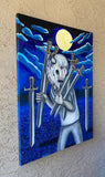 Original art for sale at UGallery.com | Seven of Swords by Rachel Srinivasan | $2,000 | oil painting | 48' h x 36' w | thumbnail 2