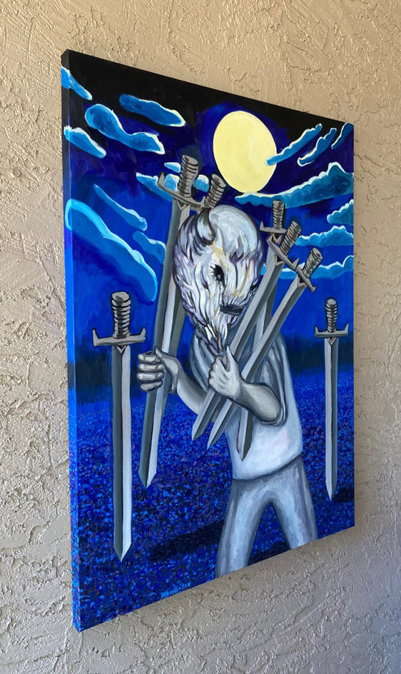 Seven of Swords by Rachel Srinivasan |  Side View of Artwork 