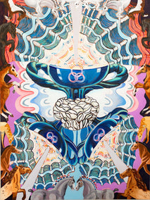 oil painting by Rachel Srinivasan titled Three of Cups