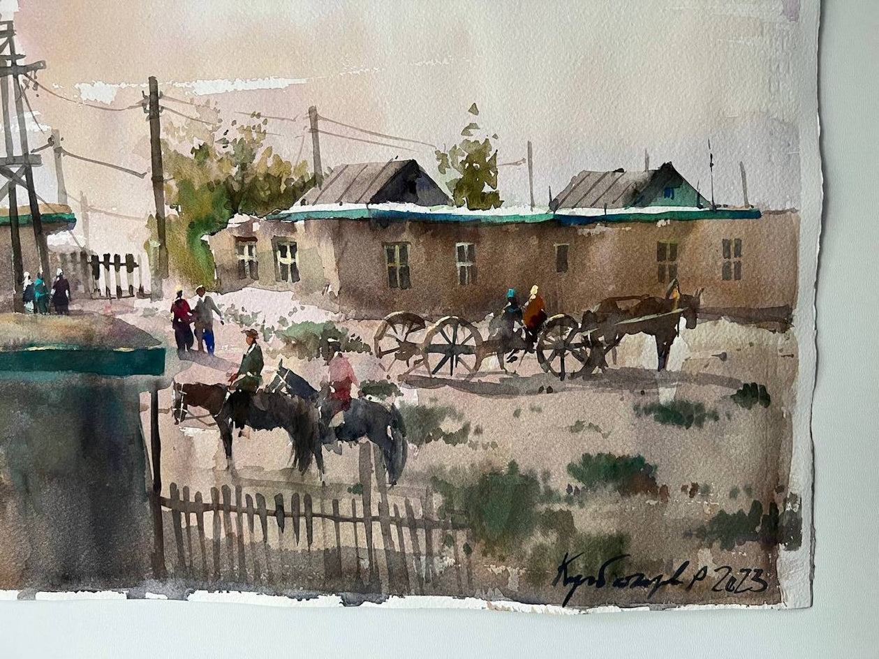 Native Village by Rashid Kulbatyrov |  Closeup View of Artwork 