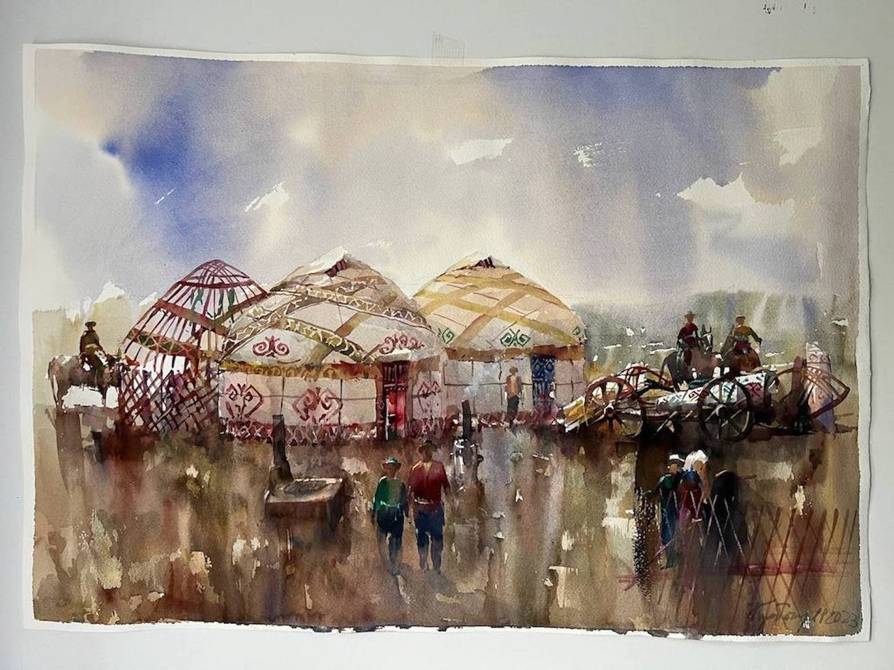 Nomads by Rashid Kulbatyrov |  Side View of Artwork 